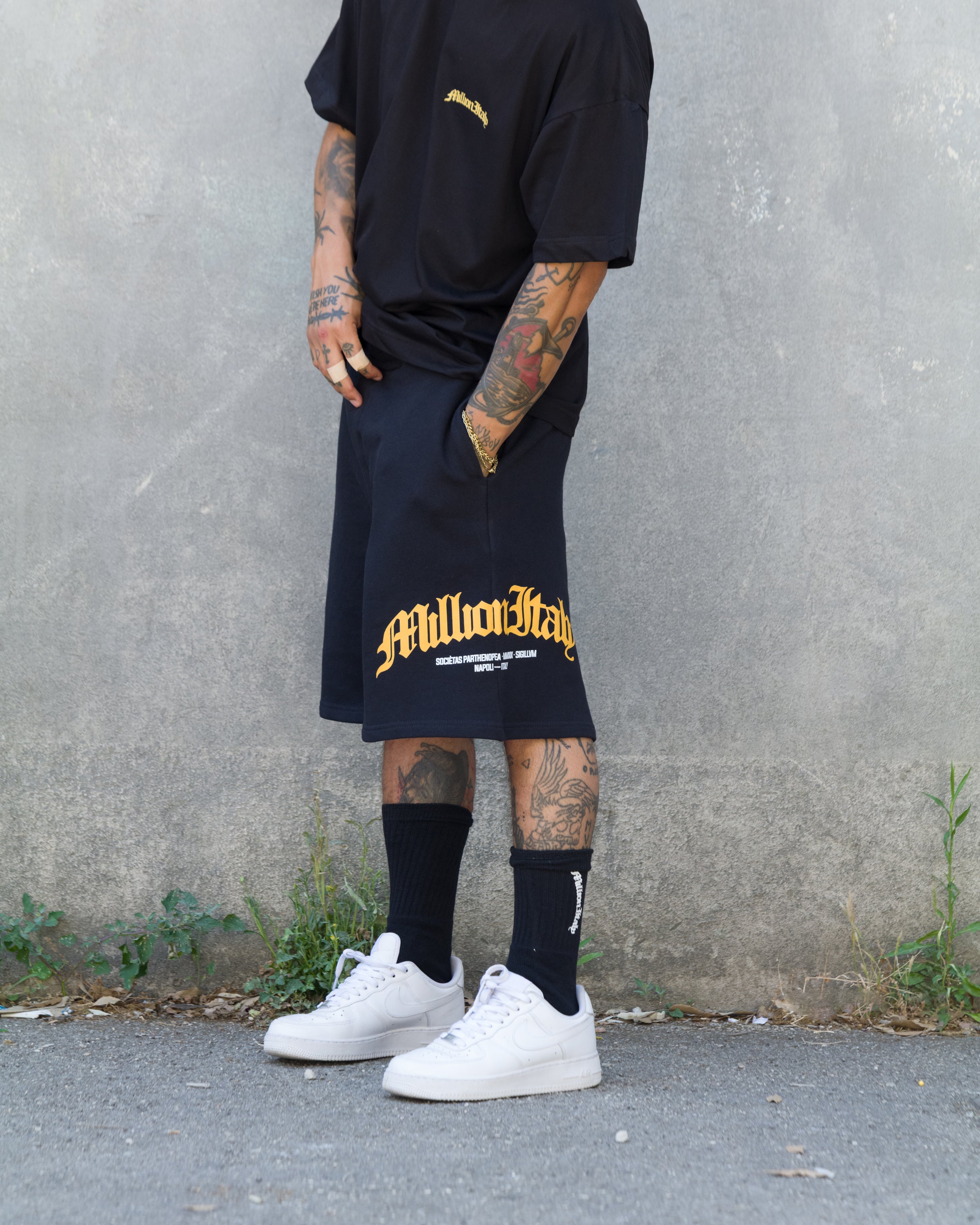 Black Arch Logo Shorts